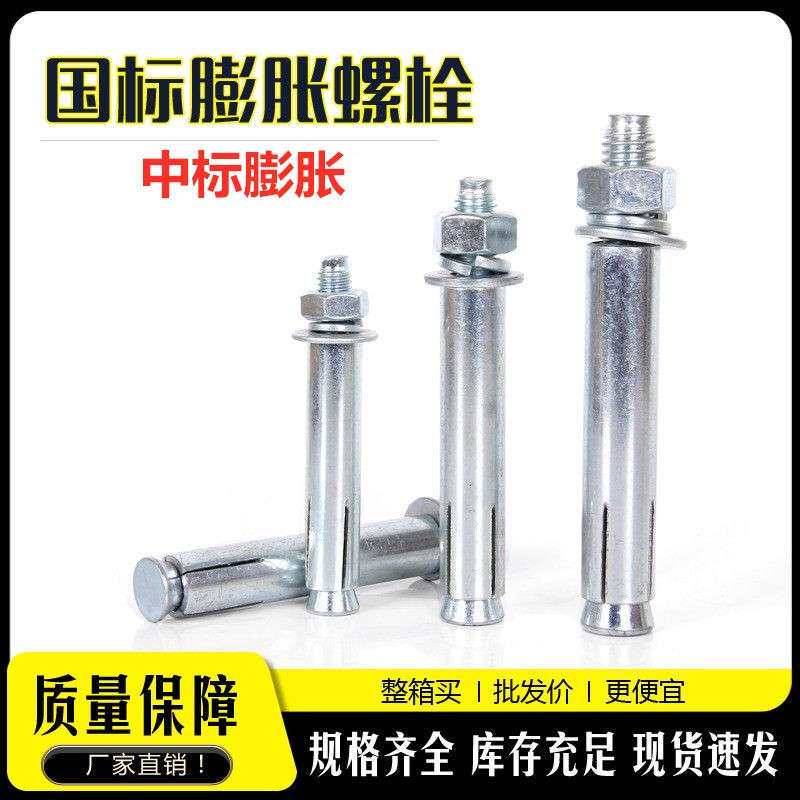 膨胀螺丝镀锌国标蓬胀螺丝加长铁拉爆胀丝大头内置加厚管空调安装
