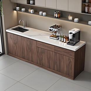 定制公司水吧台办公室茶水柜带水槽咖啡操作台洗手盆一体厨房整体