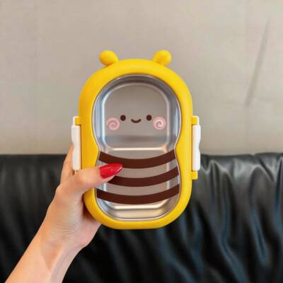 小蜜蜂保鲜盒水果便当盒食品级不锈钢密封带盖饭盒上班族便携外出