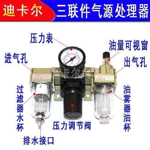 气源处理器AC2000-02 三联体SMC型2分接口过滤器油雾器油水分离器