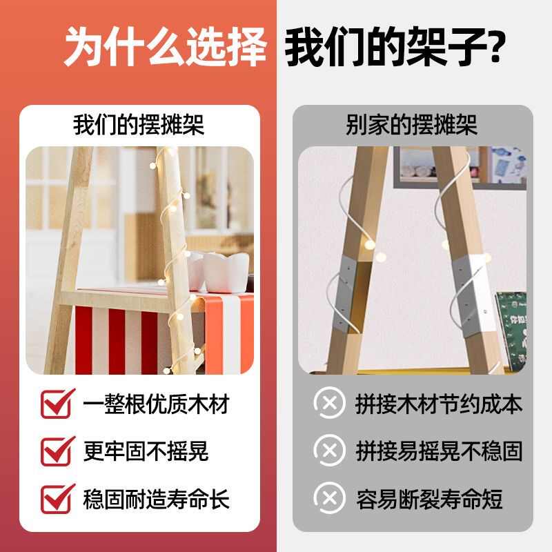 网红市集摊位集市摊位架夜市促销摆摊架实木展会架子市集摊位花车