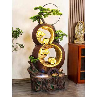 葫芦桌面摆件家居饰品客厅大型落地流水加湿装 新中式 饰循环水景观
