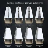 方形庭院不锈钢盖缝隙型市政u型槽树脂沟成品线性排水花园