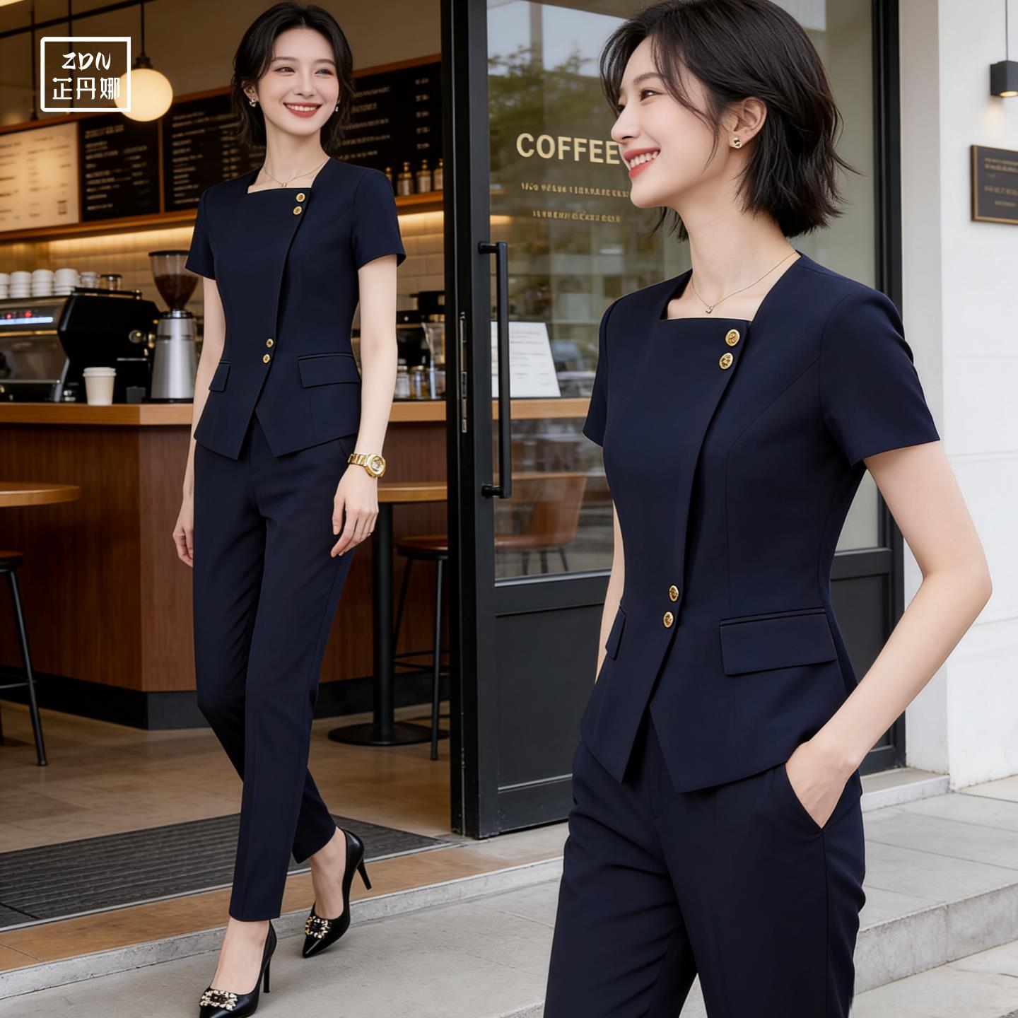 西装套装女工装职业正装夏季短袖医美珠宝店酒店前台咨询师工作服