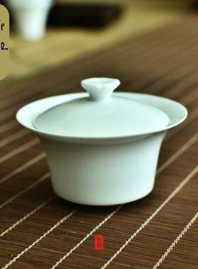 班意 甜白釉白瓷盖碗茶杯景德镇玉瓷薄胎泡茶三才碗陶瓷功夫茶具