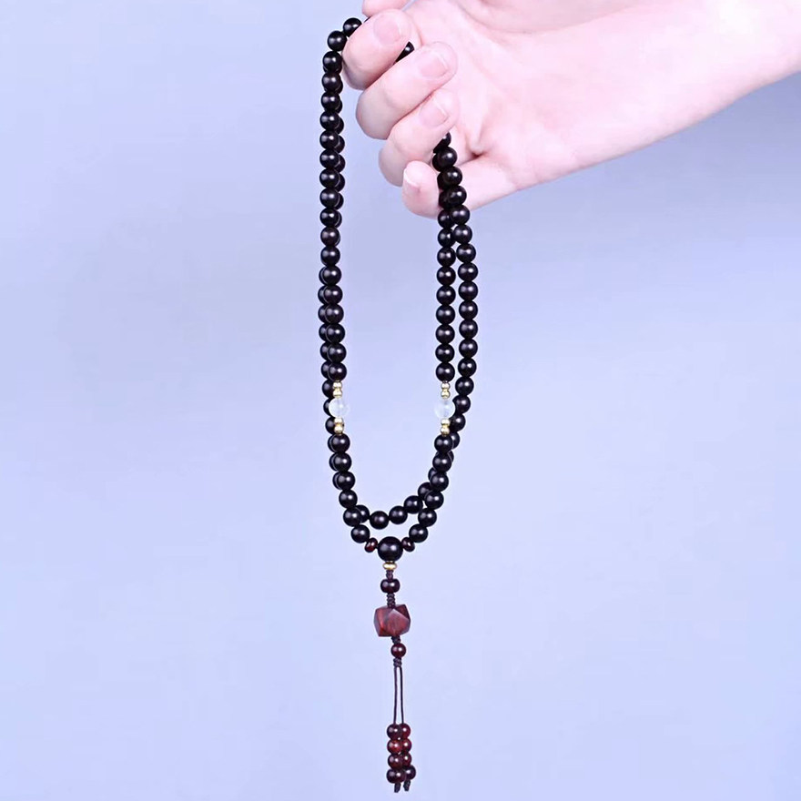 印度小叶紫檀老料金星八灵珠6mm/108颗佛珠念珠创意DIY手链送礼