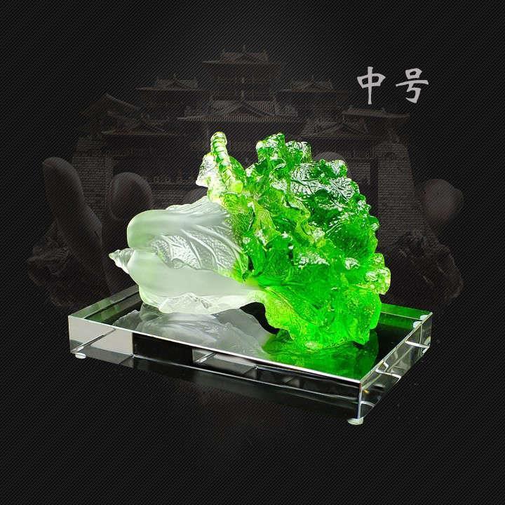 开业礼品水晶琉璃玉白菜招財摆件百财如意店铺开张大吉装饰工艺品