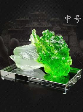 开业礼品水晶琉璃玉白菜招財摆件百财如意店铺开张大吉装饰工艺品