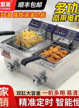 商用单双缸电炸炉大容量定时电炸锅炸鸡炸串油条薯条油炸机