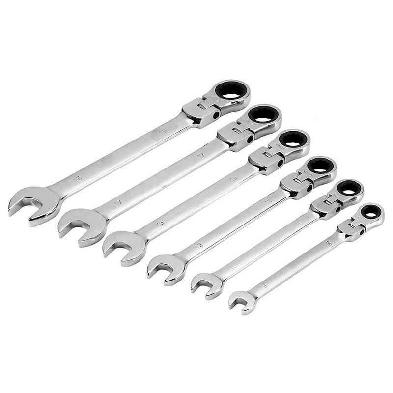12pc棘轮扳手套装8-19mm活动头两用扳手72齿快速机修汽修扳手