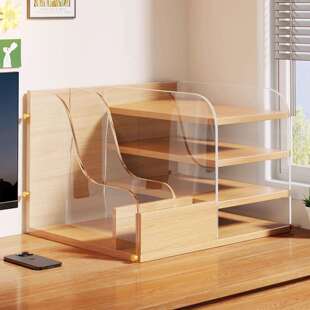 桌面置物架办公桌文件收纳书桌多层书架工位分层小型架子空间利用