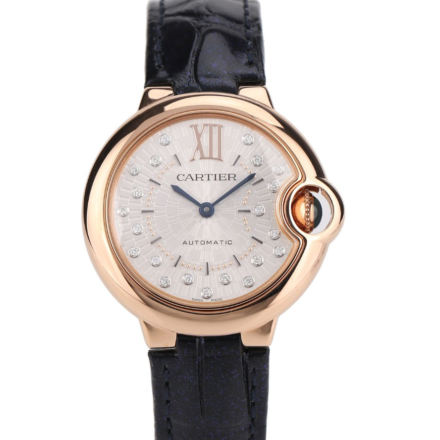 [9.8新]卡地亚蓝气球WGBB0052玫瑰金原镶钻自动机械女表33mm