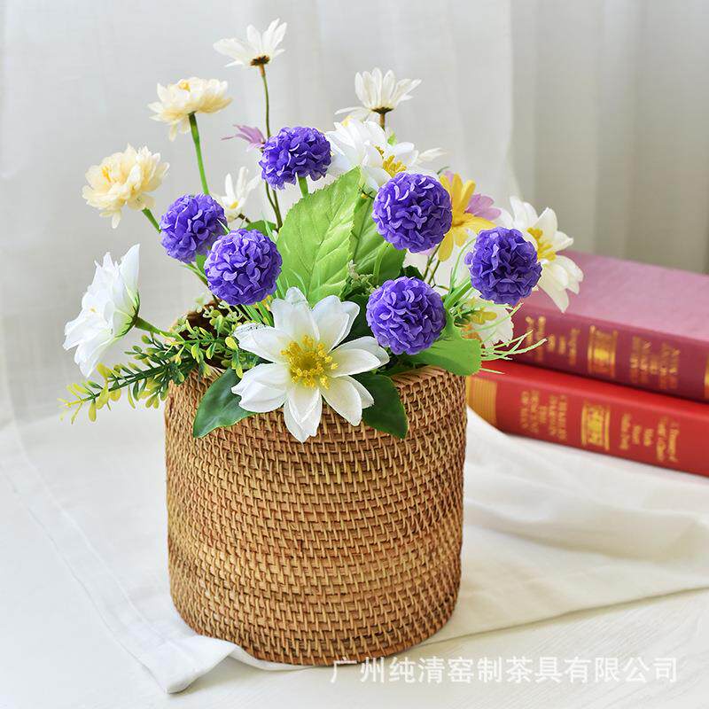 手工藤编简约干花瓶客厅餐厅家用柜橱花篮花盆装饰田园风花瓶摆件