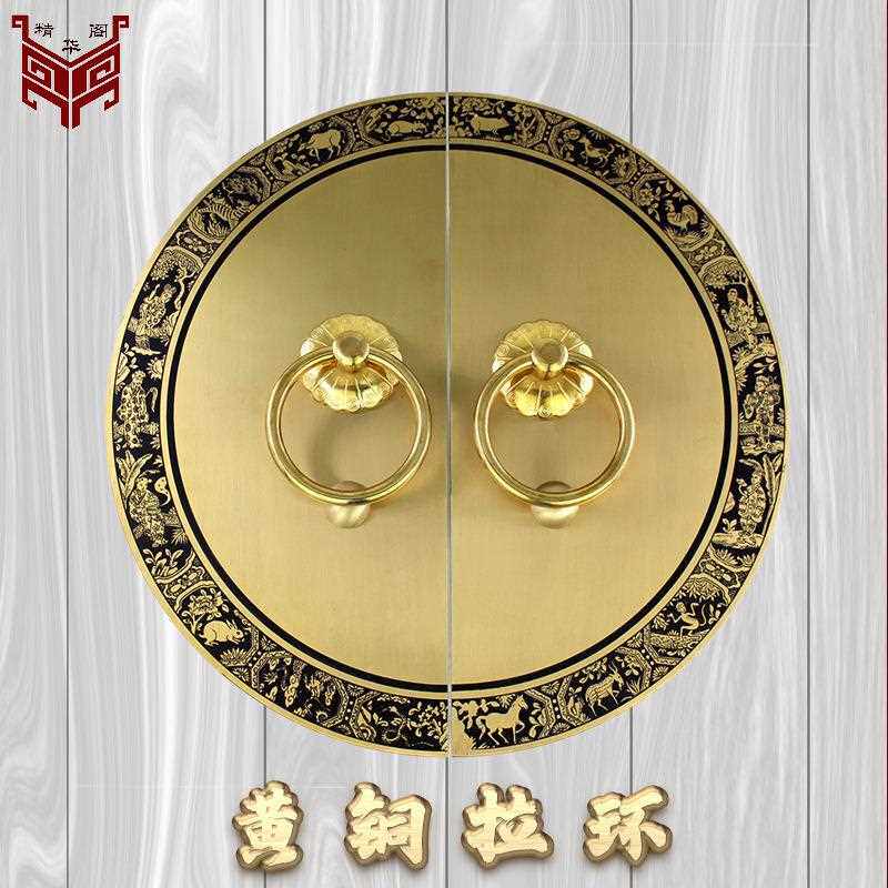 新款直销中式仿古大门锁扣拉手黄铜兽头虎头麒麟拉环门环别墅庭院