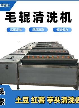 红薯土豆芋头去皮清洗一体机商用毛辊清洗设备高压喷淋多功能