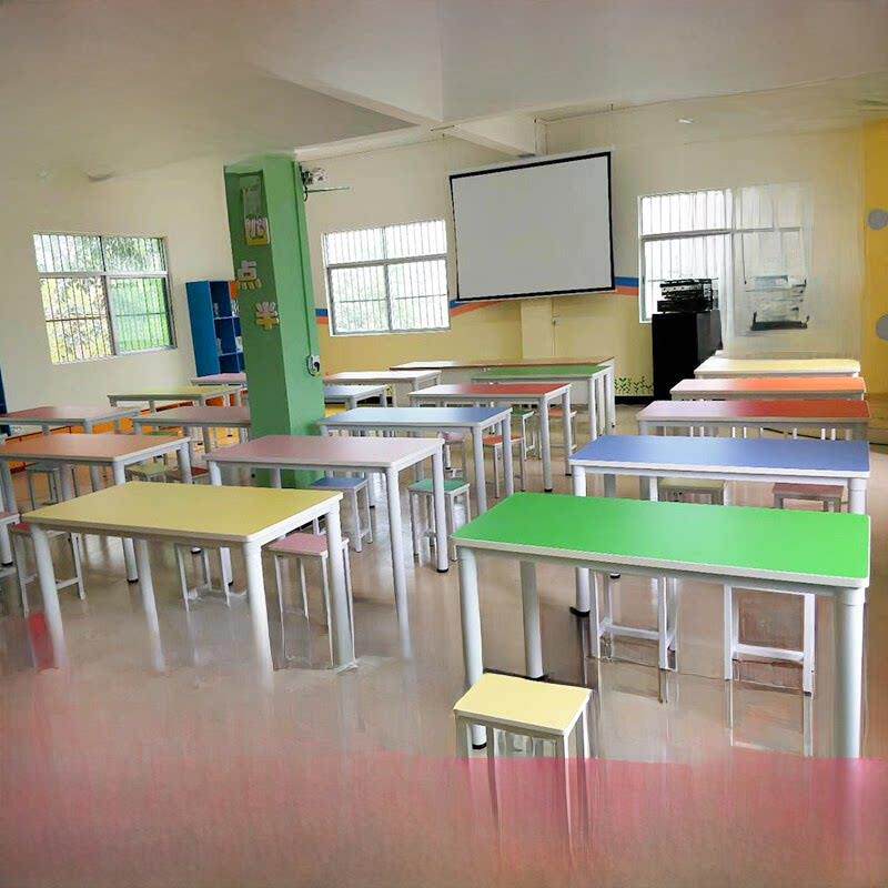 中小学生课桌椅培训桌辅导班书桌椅组合美术桌单双人长条桌彩色桌
