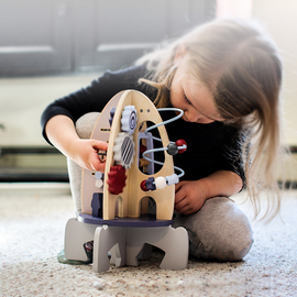 everearth火箭绕珠串珠儿童，玩具木制宝宝益智玩具，航天模型1岁2岁