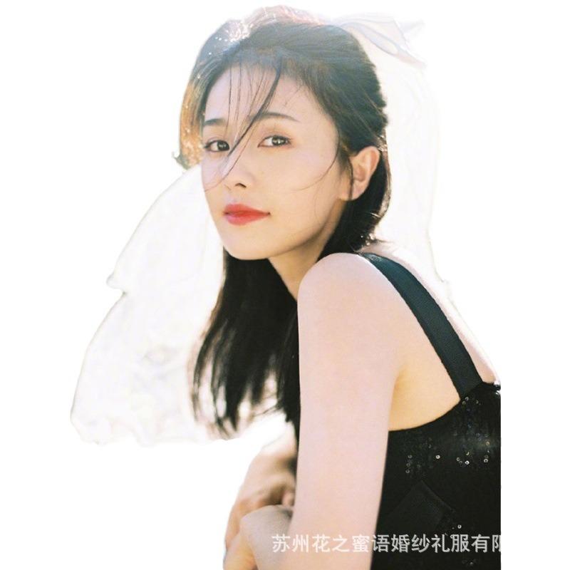 蝴蝶结新娘头纱超仙短款结婚头纱