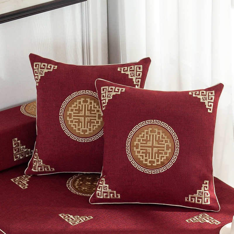 抱枕绣花靠垫新中式靠背垫软包沙发客厅办公室护腰座椅腰枕套床靠