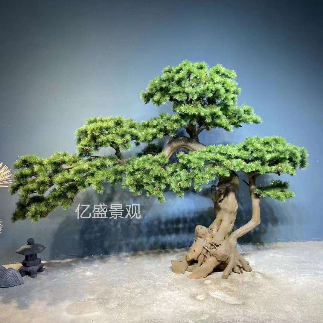 中式仿真迎松树客松罗松新室YSJG33内楼梯下景观造汉景装饰绿植盆
