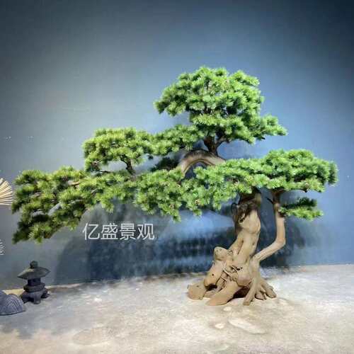 新中观式仿真松迎客松树罗汉松室内楼YSJG33梯下景造景装绿饰植盆