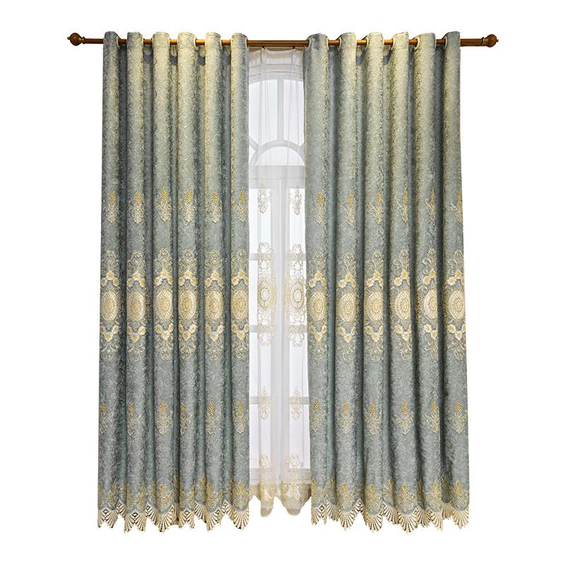 窗帘卧室雪v3fp大气落地窗窗纱遮光加厚欧式窗帘尼尔客厅成品