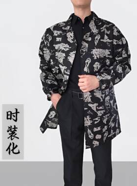 新款男士工作服厨房围裙防尘耐脏汽修宽松外套干活上班外穿大褂子