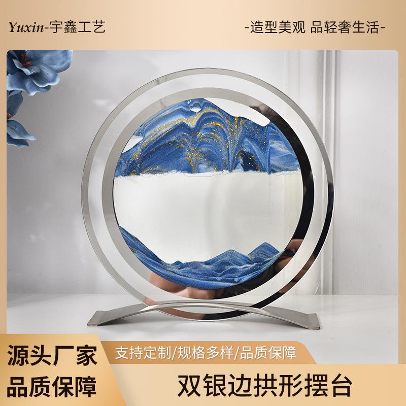 网红跨境电商动景艺术流沙画简约抽象玻璃工艺品沙漏创意礼品摆件