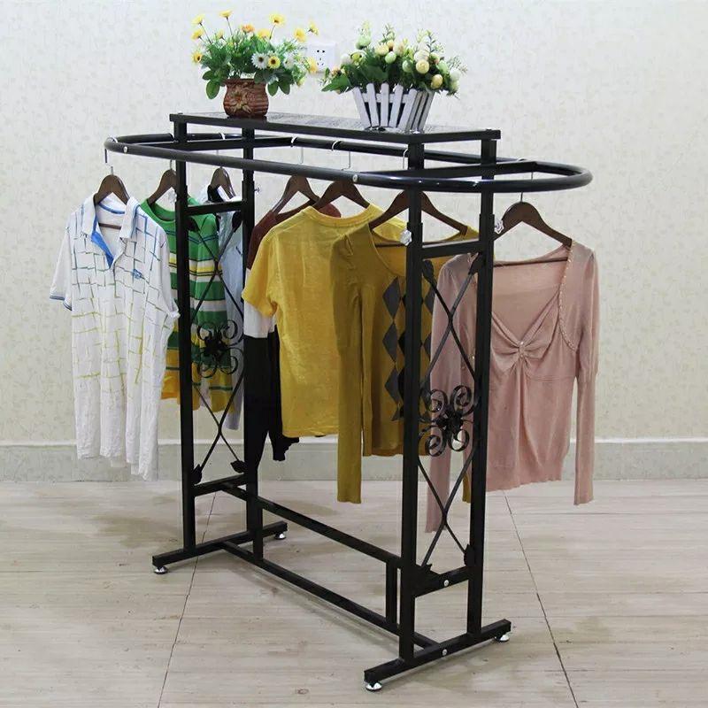 服装店展示中岛货架落地式女装童装衣架买衣服架双杠挂衣架椭圆形
