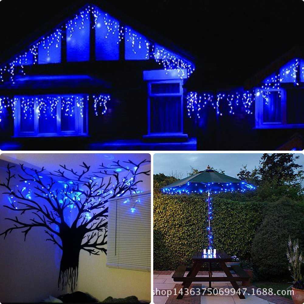 4米96LED蓝色冰条灯 窗帘流水灯 下垂彩灯节日灯串 橱窗装饰圣诞