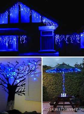 4米96LED蓝色冰条灯 窗帘流水灯 下垂彩灯节日灯串 橱窗装饰圣诞