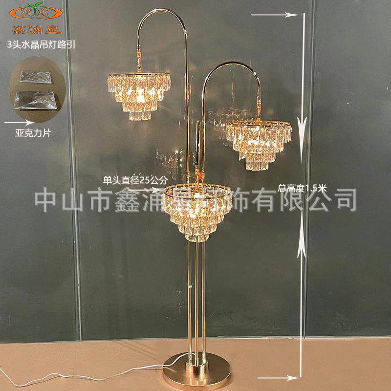 新款婚礼水晶灯电镀吊顶礼堂路引灯婚庆道具摆件发光冰条吊灯