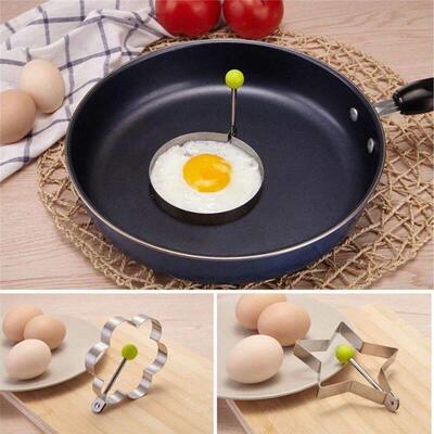 5pcs Egg Mold Ring Stainless Steel Round/Heart/Flower/Five-P