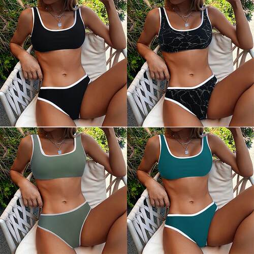Bikini swimsuit, shoulder strapless split swimsuit, high