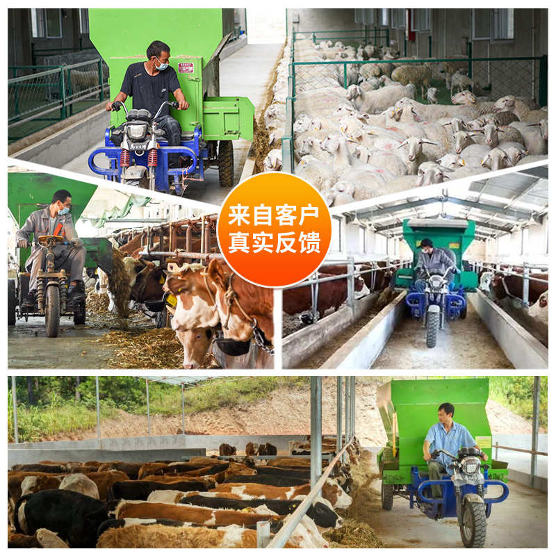 牧场自动喂料撒料车双边出料自走式投料机电动柴油多种规格可直销