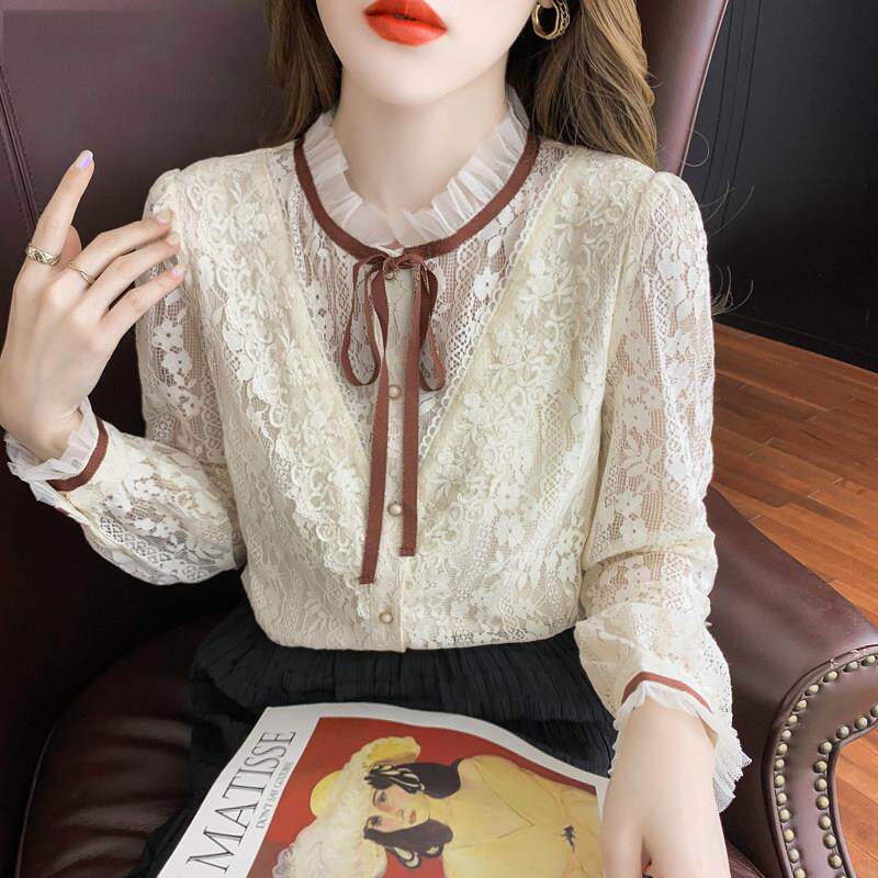 蕾丝打底衫女春秋洋气内搭2025新款小衫气质时尚韩版百搭长袖上衣