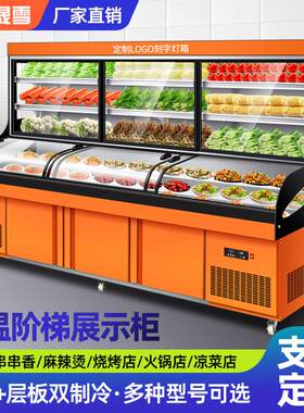 晟雪三温五阶梯冰台展示柜商用冷藏冷冻保鲜柜海鲜烧烤串串点菜柜