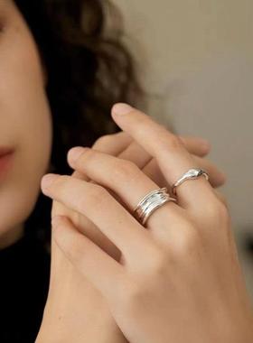 褶皱不规则重工开口戒小众设计极简冷淡风男女礼个性小众夏季时尚