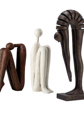 现代极简人物抽象雕塑摆件家居样板房间样品屋展示中心书房客厅电