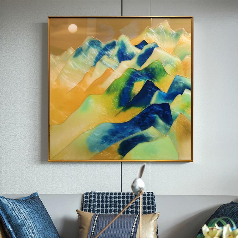纯手工正方形珐琅彩装饰画客厅沙发背景墙风水挂画别墅酒店艺术画图片