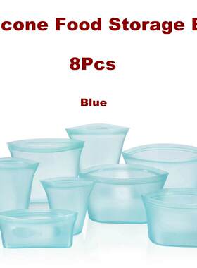 Silicone Reusable Food Storage Stand Up Bag Double Zipper