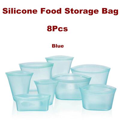 Silicone Reusable Food Storage Stand Up Bag Double Zipper