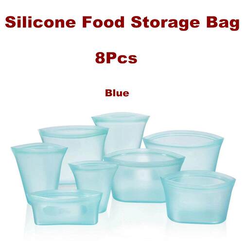 Silicone Reusable Food Storage Stand Up Bag Double Zipper