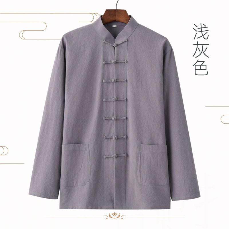 高档季夏棉中极国风短袖唐装男女新中式汉服衬衫复古盘扣居士服麻