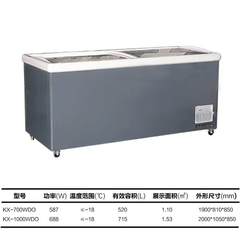 凯雪商用 深体式展示门柜冻 左右移玻璃冷柜商超卧汤凯雪圆水饺鱼