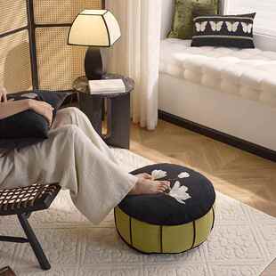 古风坐墩团VEG玉兰花刺绣懒人沙发脚蒲垫客厅中米榻榻坐垫可拆洗