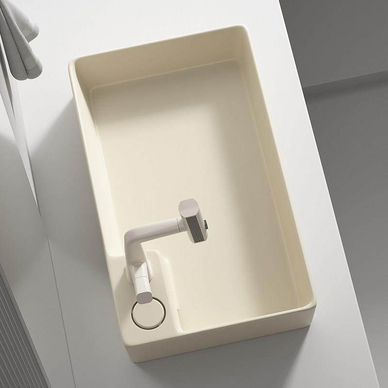 奶油风台上盆藏式侧排后排下水阳台洗手盆洗衣盆洗脸盆陶瓷家用,家装主材,台上盆,淘宝优惠券,粉丝福利购,淘宝优惠卷