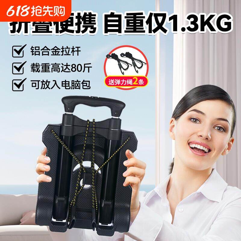 小拉车家用迷你手拉车折叠可携式快递车买菜行李拉杆推车购物车轻
