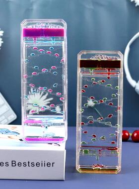 抖音潮流油漏抖之家沙漏创意液体水滴漏水彩双色液体油滴摆件梦幻