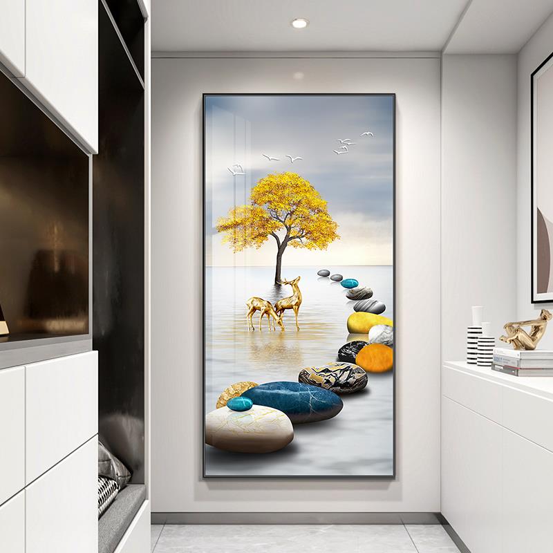 石来运转玄关装饰画现代简约过道走廊尽头挂画高级大气壁画